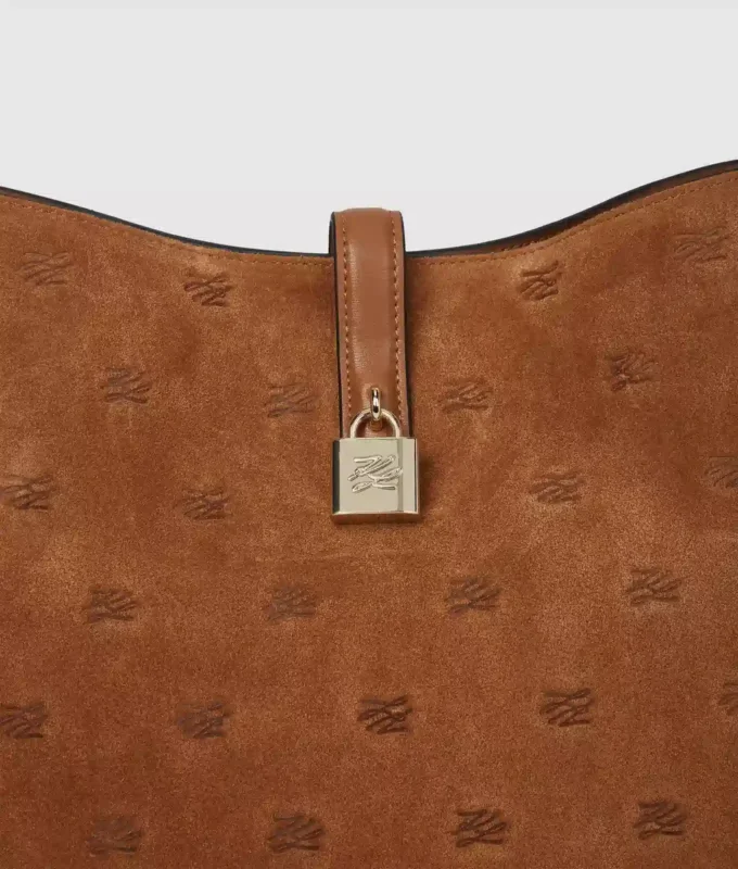 K/Autograph suede hobo-veske med hengelås