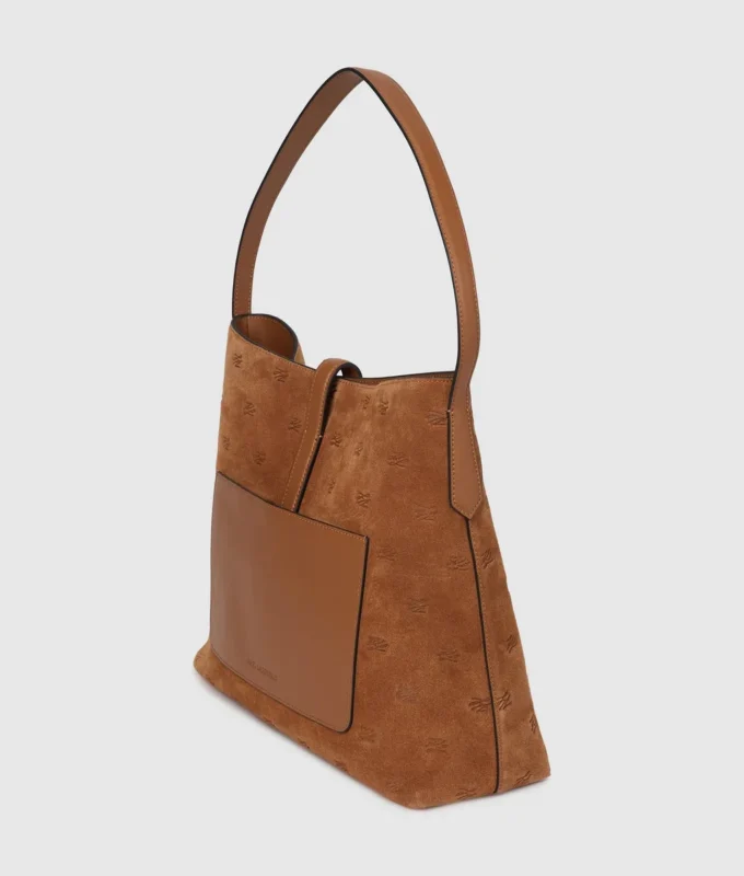 K/Autograph suede hobo-veske med hengelås
