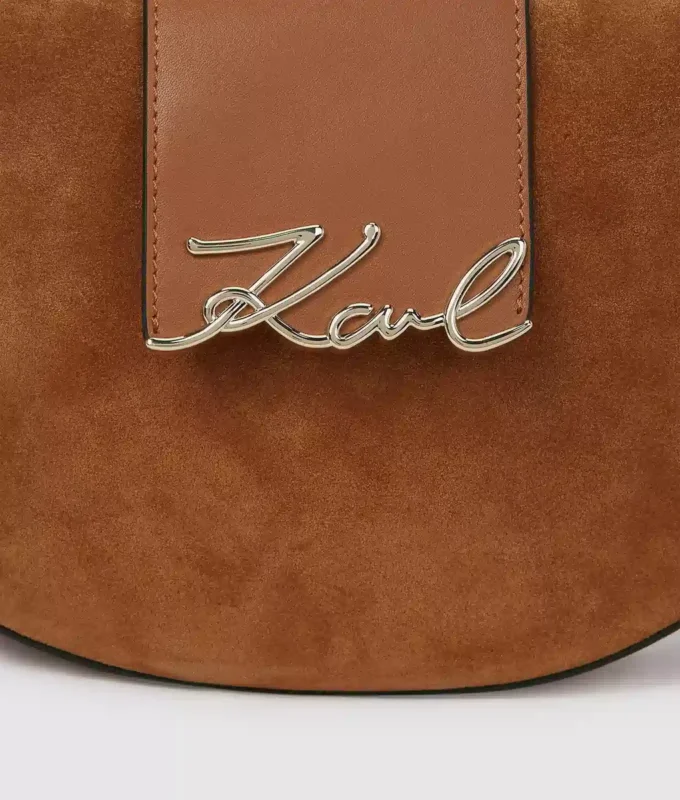 K/Signature suede moon bag