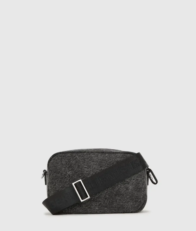 Kamera-veske i denim med skulderrem