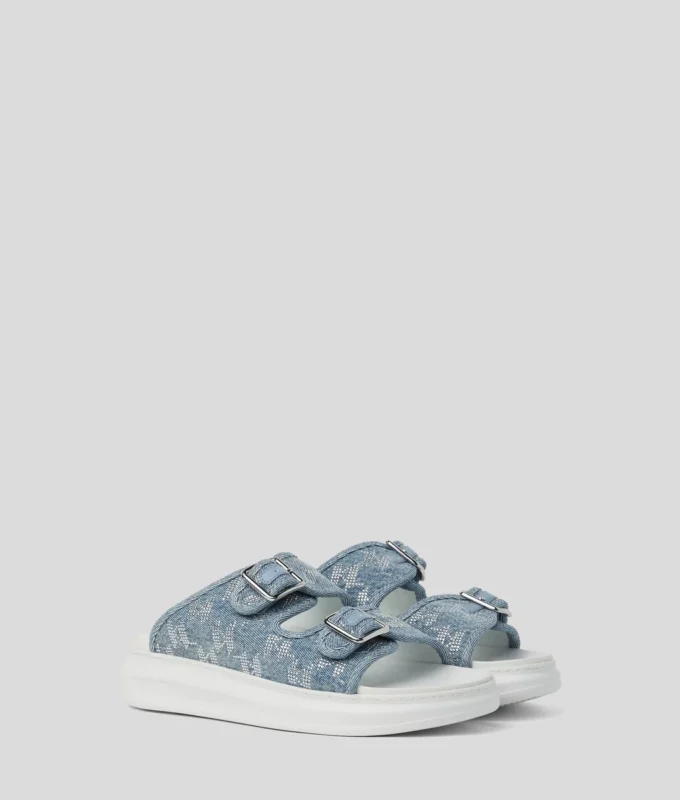KAPRI DENIM RHINESTONE SANDALS