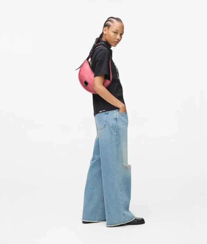 KLJ BOX LOGO SOFT HALF-MOON SHOULDER BAG