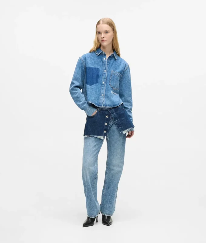 Lagdelte, høye, rette jeans