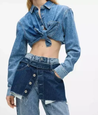 Lagdelte, høye, rette jeans