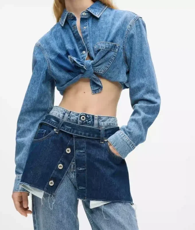 Lagdelte, høye, rette jeans