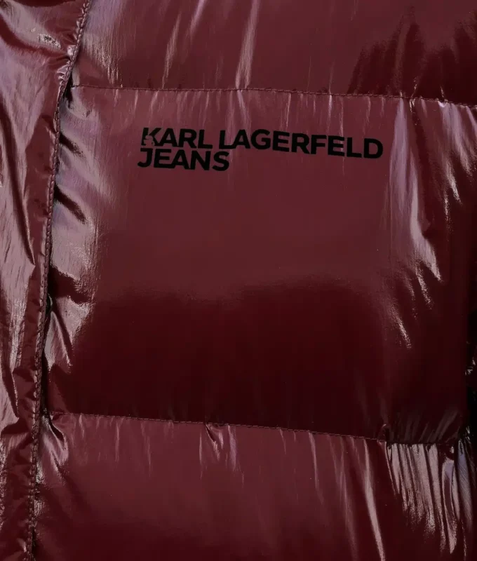 Lang perlemorsglanset pufferjakke