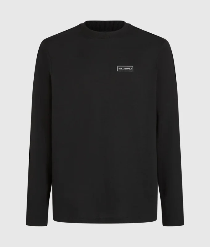 Langermet T-skjorte med logo-patch