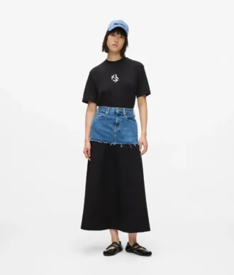 Maxiskjørt med denimpanel