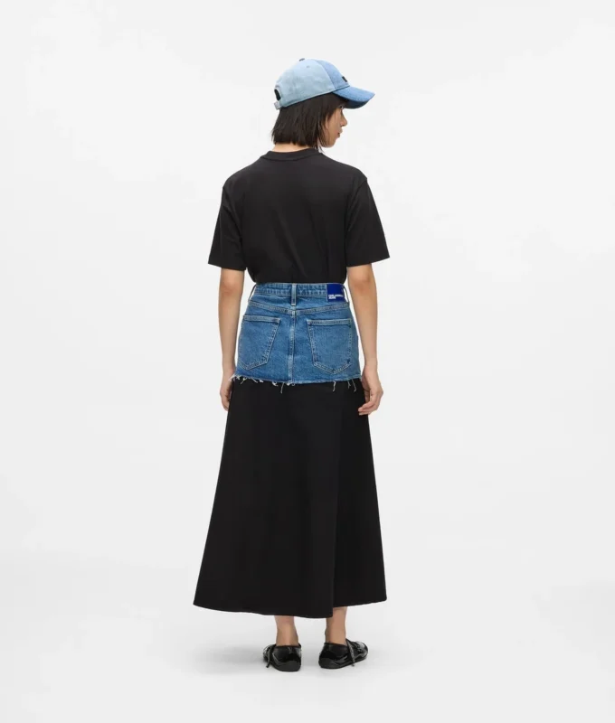 Maxiskjørt med denimpanel