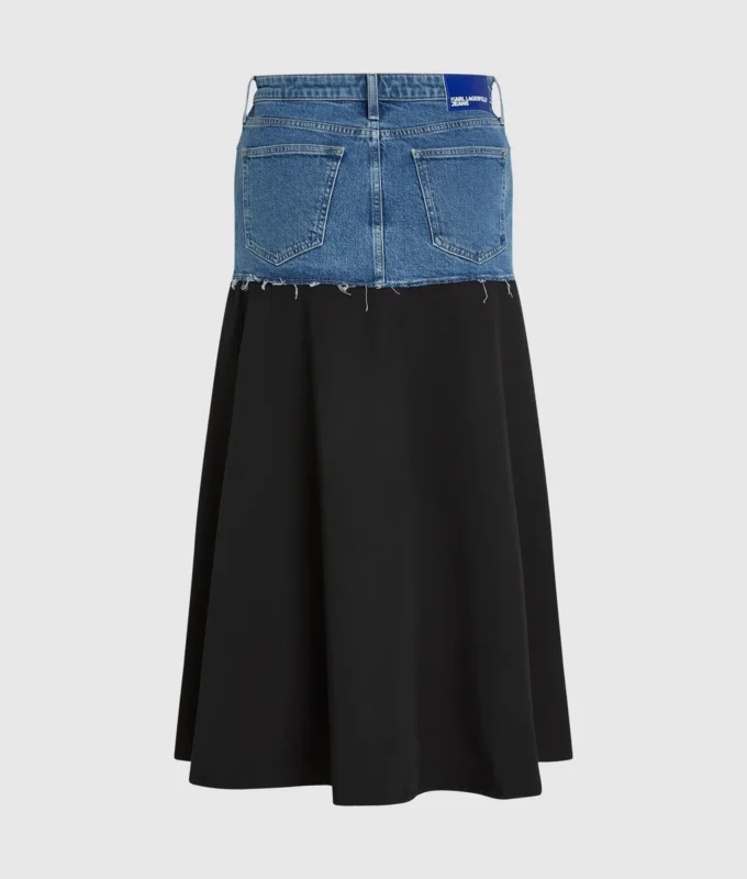 Maxiskjørt med denimpanel