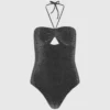 Metallisk halterneck-badedrakt