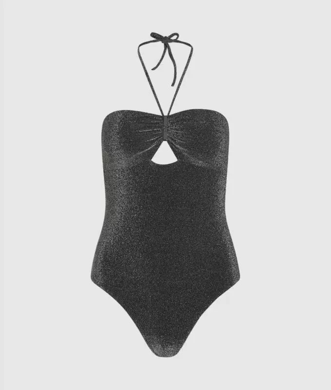 Metallisk halterneck-badedrakt