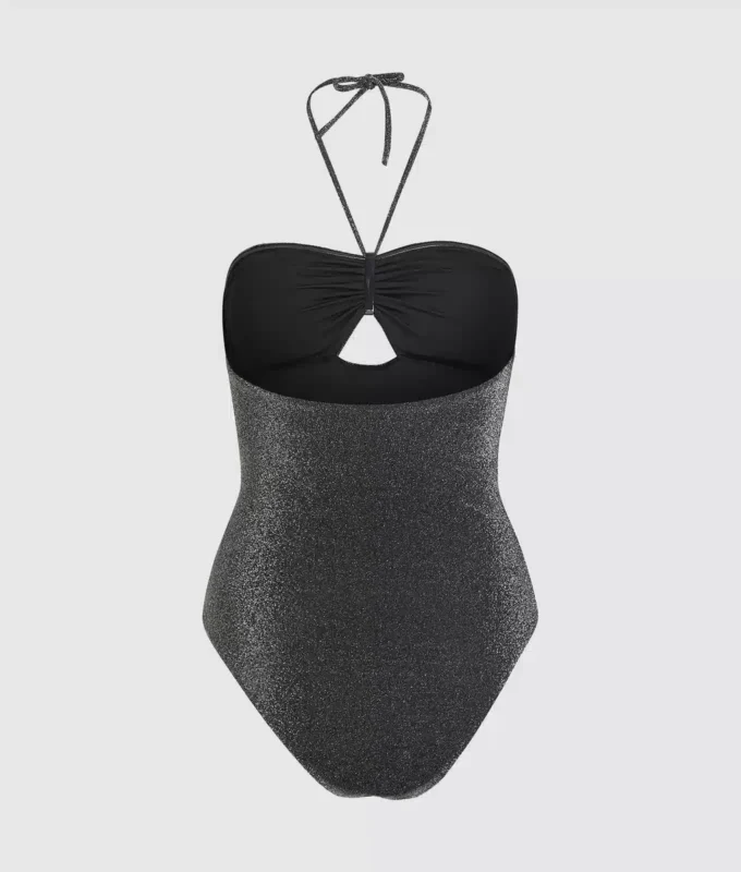 Metallisk halterneck-badedrakt