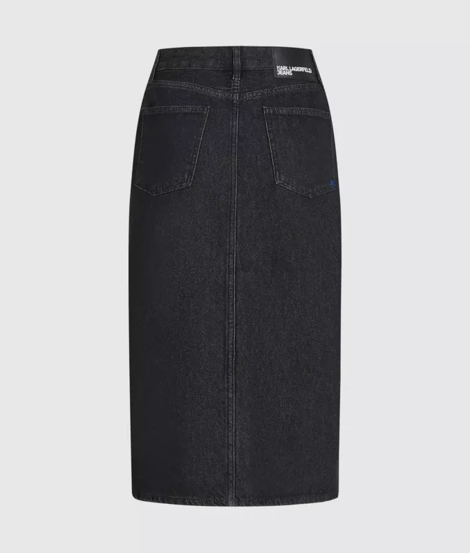 Midi-denimskjørt med snøring