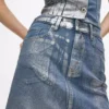 Mini-skjørt i belagt denim
