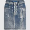 Mini-skjørt i belagt denim