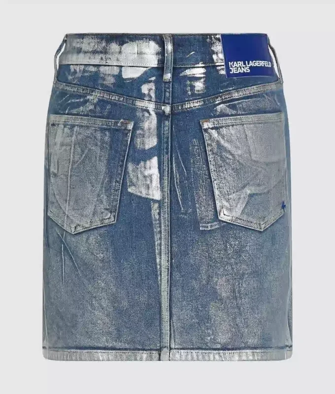 Mini-skjørt i belagt denim