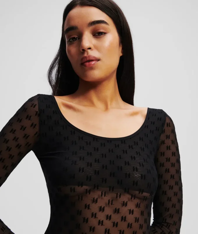 MONOGRAM LANGERMET MESH-BODYSUIT