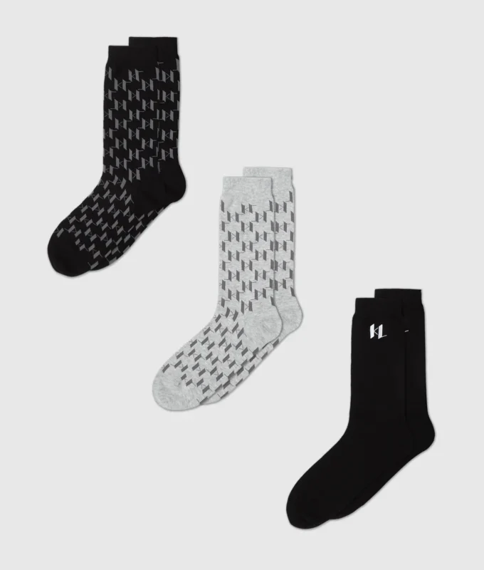 Monogram-sokker – 3-pakning