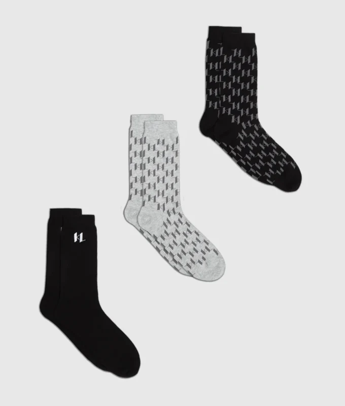 Monogram-sokker – 3-pakning