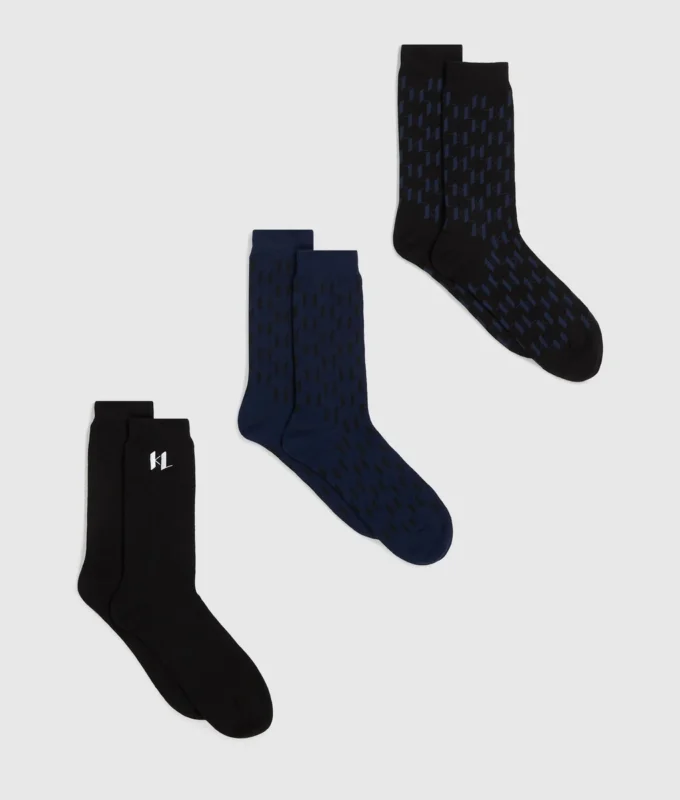 Monogram-sokker – 3-pakning