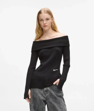 Off-shoulder strikket topp