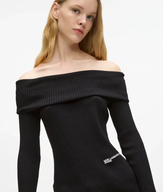 Off-shoulder strikket topp