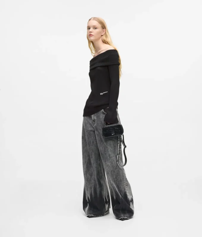 Off-shoulder strikket topp
