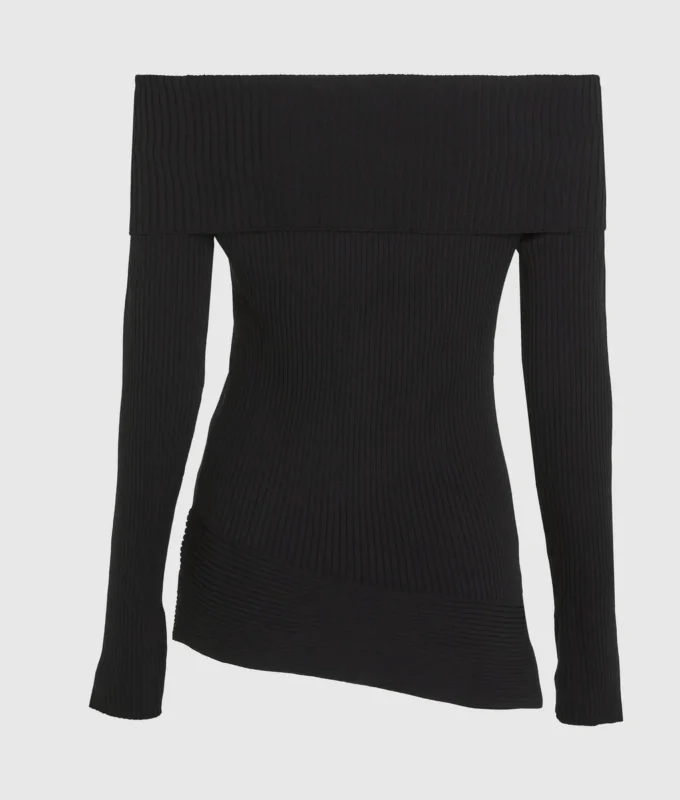 Off-shoulder strikket topp