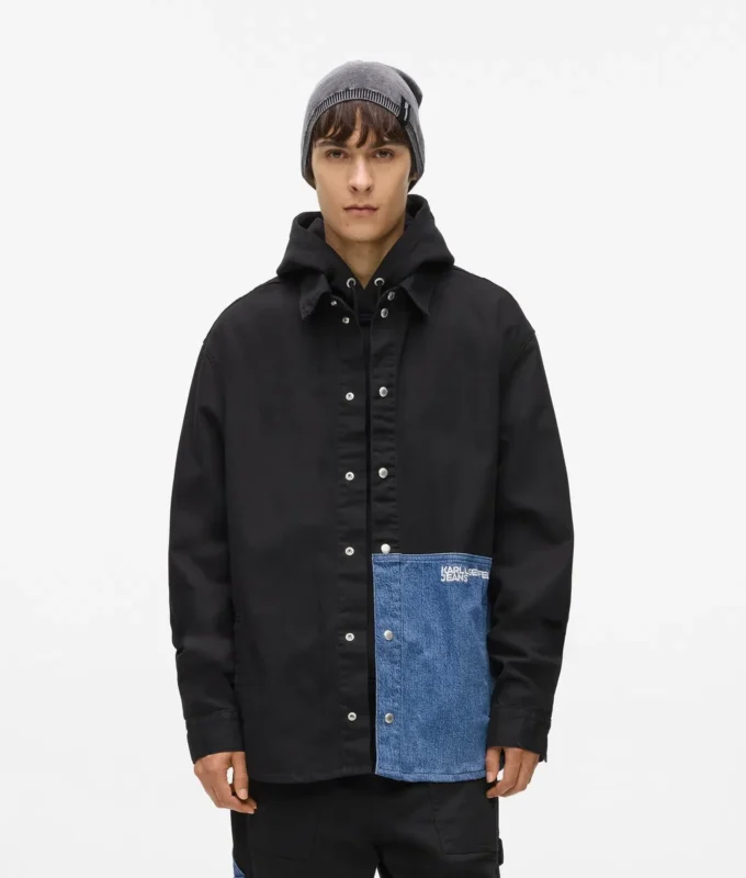 Overskjorte med denimpanel