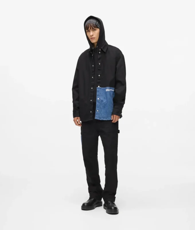 Overskjorte med denimpanel
