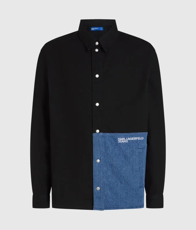 Overskjorte med denimpanel