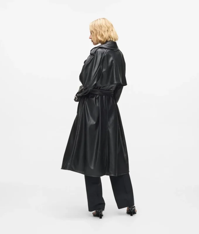 Perforert trenchcoat i imitert skinn