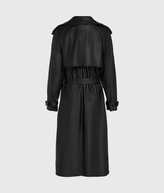 Perforert trenchcoat i imitert skinn