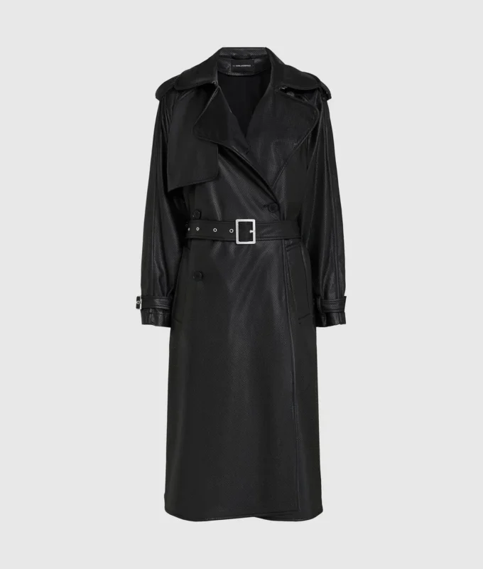 Perforert trenchcoat i imitert skinn