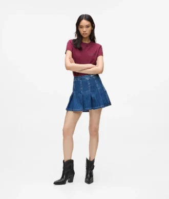 Plissert miniskjørt i denim
