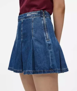 Plissert miniskjørt i denim