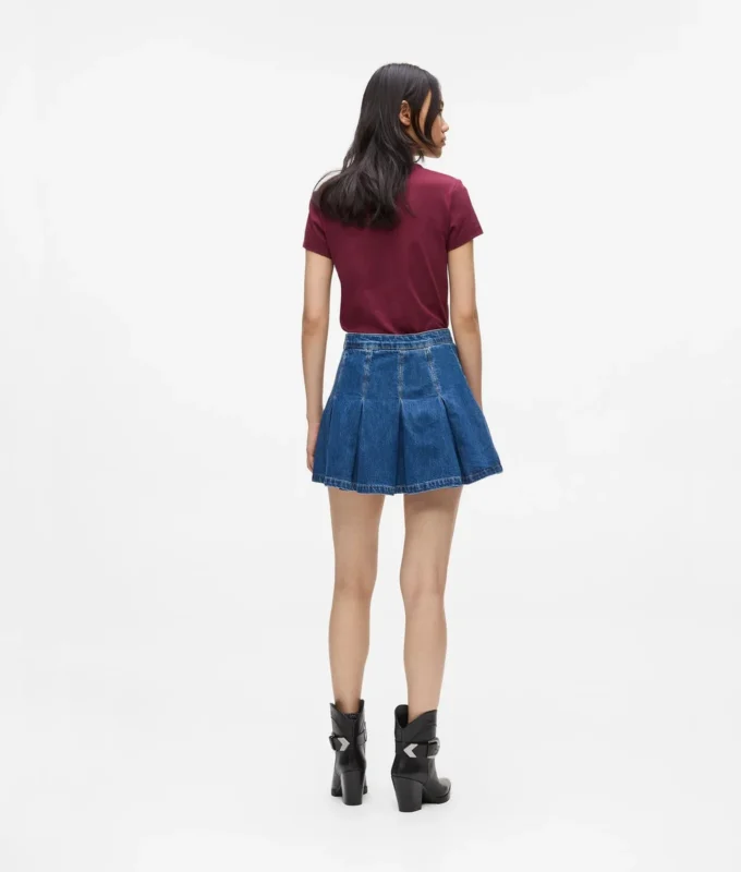 Plissert miniskjørt i denim