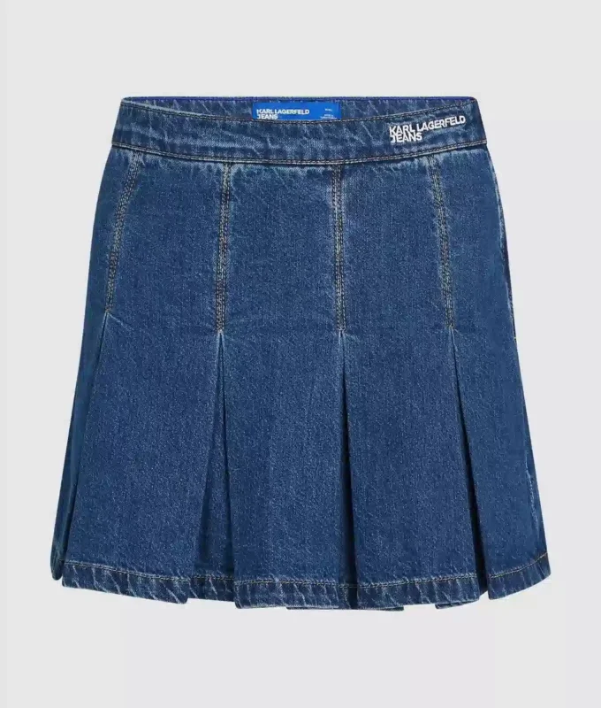 Plissert miniskjørt i denim
