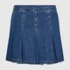 Plissert miniskjørt i denim