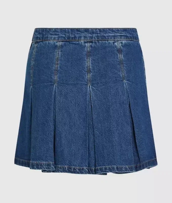 Plissert miniskjørt i denim