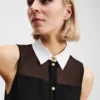 POPLIN-KRAGET BLUSE UTEN ERMER