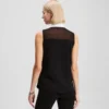 POPLIN-KRAGET BLUSE UTEN ERMER