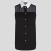 POPLIN-KRAGET BLUSE UTEN ERMER