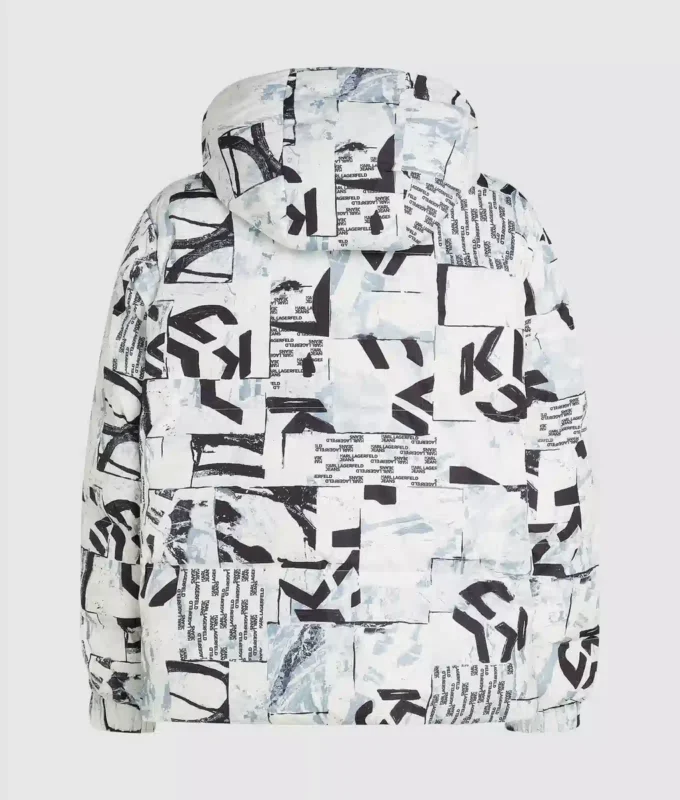 Pufferjakke med monogram over hele