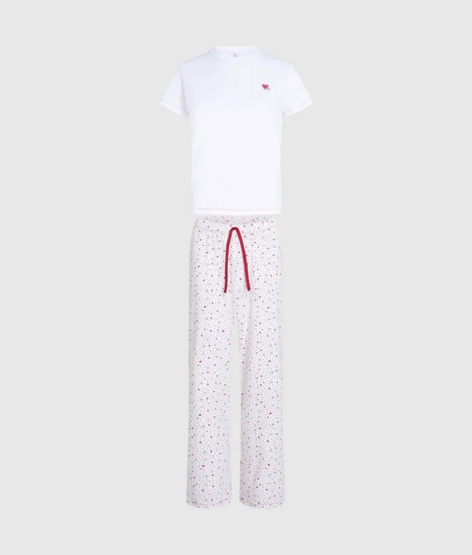 Pyjamasett med hjerteprint