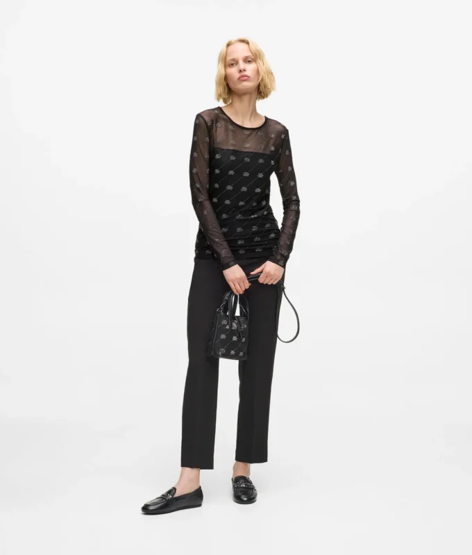 Rhinestone Autograph mesh-top