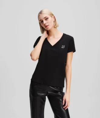 RHINESTONE IKON CHOUPETTE V-NECK T-SKJORTE