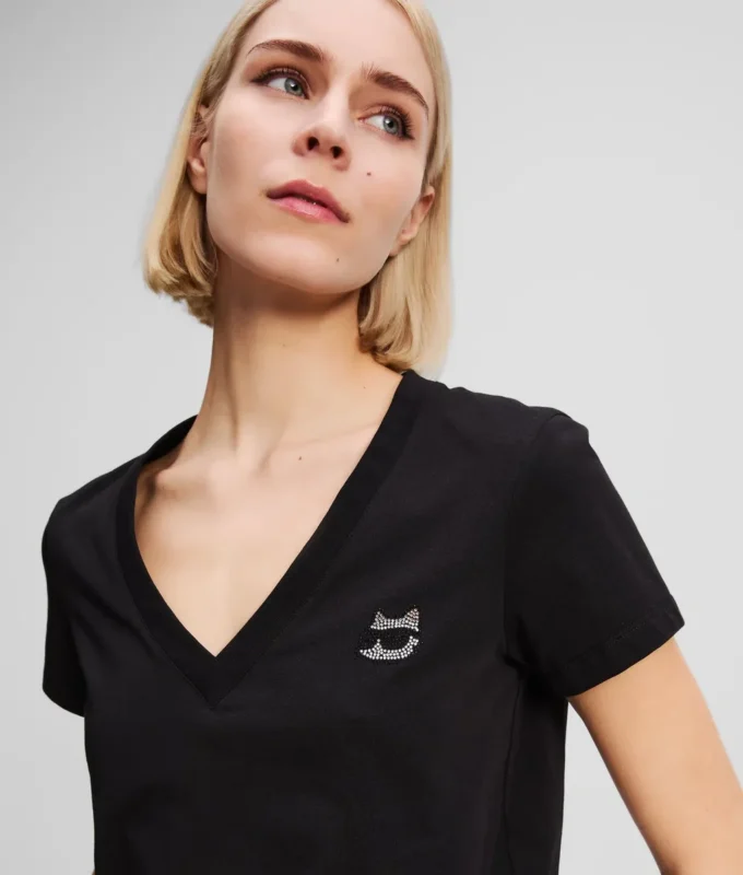 RHINESTONE IKON CHOUPETTE V-NECK T-SKJORTE