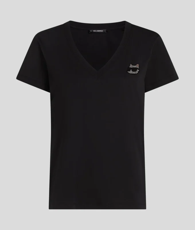 RHINESTONE IKON CHOUPETTE V-NECK T-SKJORTE